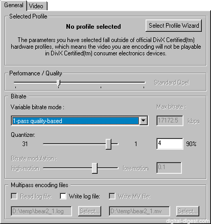 DivX 5.1.x - DivX Codec General Setup