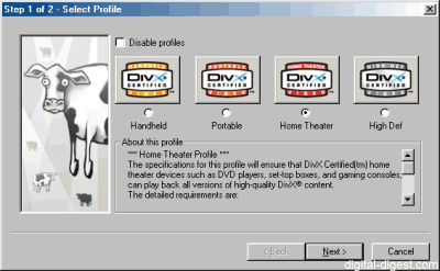 DivX 5.1.x - Profiles Setup - Step 1