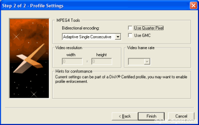 DivX 5.2.x - Profiles Setup - Step 2