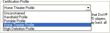 DivX 6 - Select DivX Certification Profile