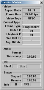 DVD2AVI - Statistics Window