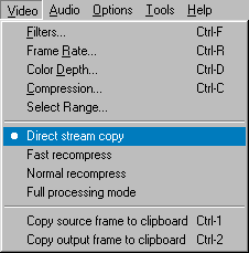 VirtualDub's Video Menu