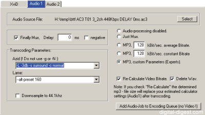 GKnot - Save & Encode - Encoding Control Panel - Audio 1