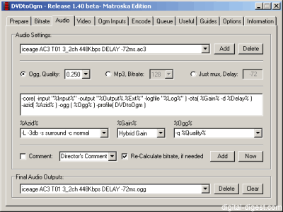DVDtoOgm - Audio
