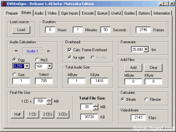 DVDtoOgm - Bitrate