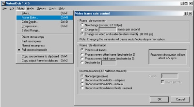 VirtualDub Framerate