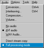 VirtualDub's Audio Menu